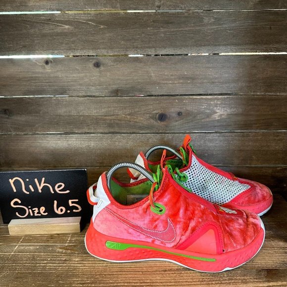 Big Kids Nike Air PG 4 Christmas Red Velvet Basketball Shoes Sneakers Size 6.5 Y - Picture 1 of 8